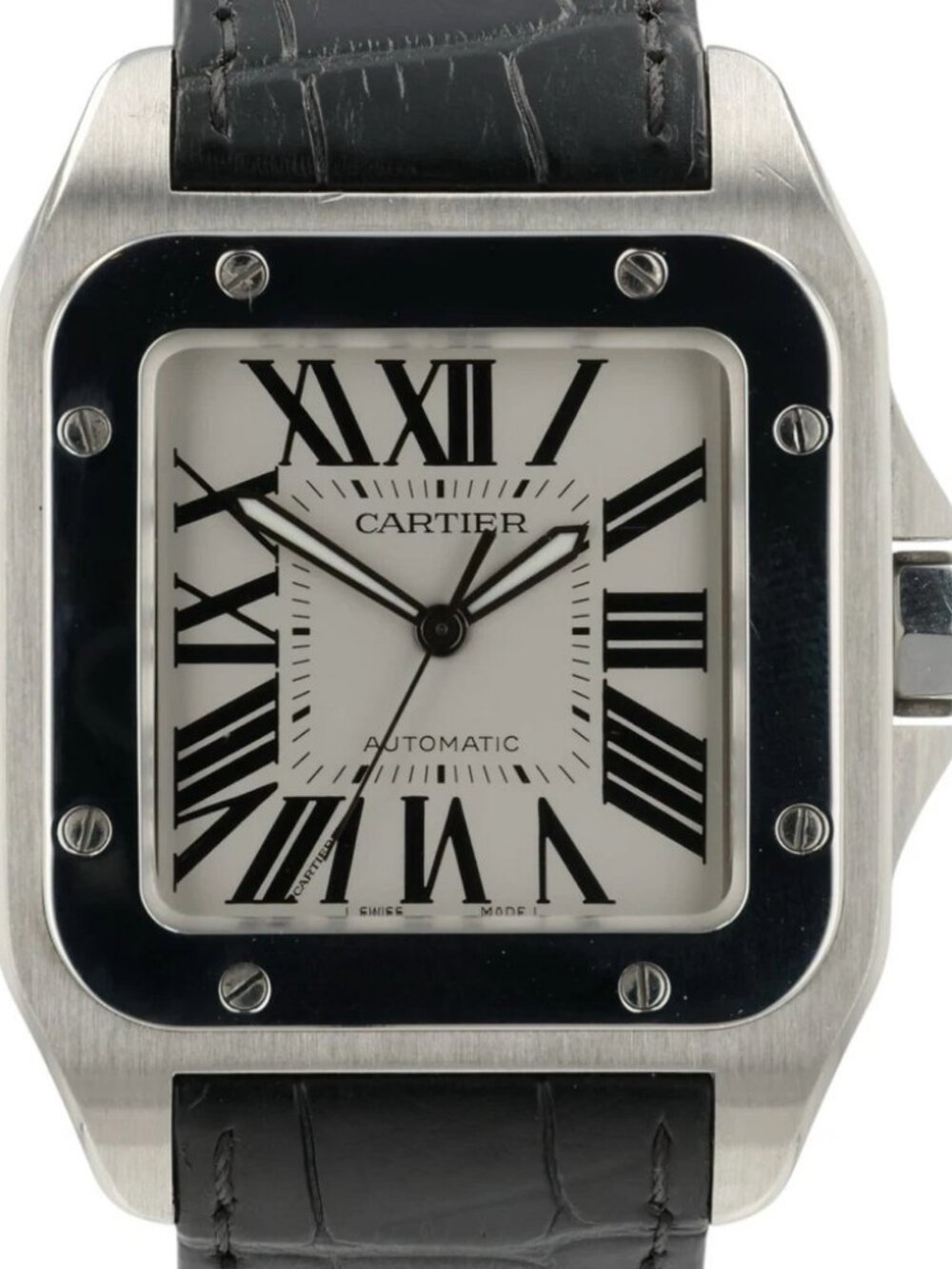 Cartier Santos Silver Dial Stainless Steel 38mm Automatic Men's Watch